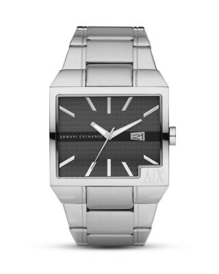 Square Stainless Steel Watch, 43 mm 