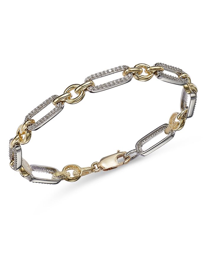 Bloomingdale's Diamond Paperclip Bracelet in 14K White & Yellow