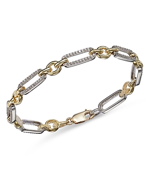 Bloomingdale’s Diamond Paperclip Bracelet in 14K White & Yellow Gold, 1.0 ct. t.w. - 100% Exclusive