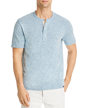 Faherty Organic Cotton Blend Heathered Textured Henley In Caribbean Heather