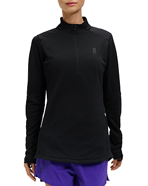 On Climate Knit Quarter-zip Running Top In Black