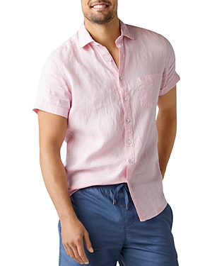 Shop Rodd & Gunn Ellerslie Linen Textured Classic Fit Button-up Shirt In Shell Pink