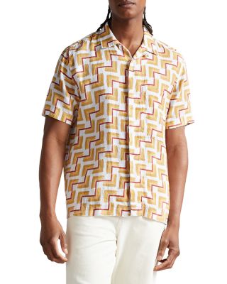 Ted Baker - Brecon-Ss Linen Retro Geo Print Button Down Camp Shirt