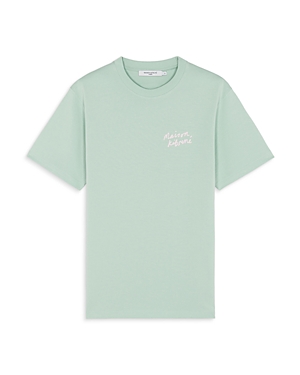 Maison Kitsuné Mini Handwriting Classic Short Sleeve Tee In Mist Green