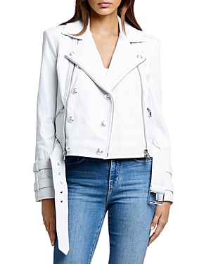 L Agence L'agence Billie Belted Leather Jacket In White