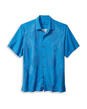 Tommy Bahama Bali Border Silk Floral Jacquard Regular Fit Button Down Camp Shirt In Techno