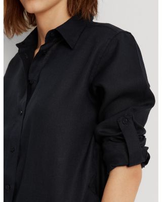 Linen Long Sleeve Collared Button Down Shirt, Regular & Petite