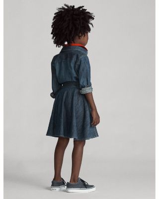Girls' Denim Shirt Dress with Belt - Little Kid