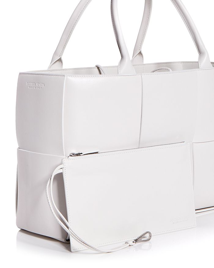 Shop Bottega Veneta Medium Arco Tote Bag In Chalk/silver