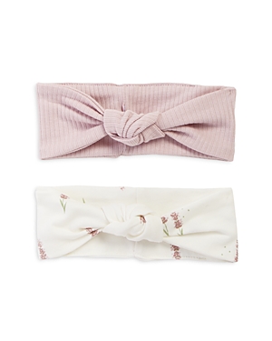 Firsts By Petit Lem Girls' Lavender Print Headband Set, Pack Of 2 - Baby In Off White