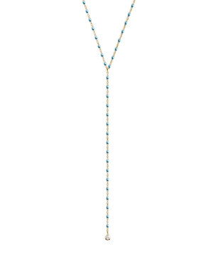 Gigi Clozeau 18k Yellow Gold Mini Gigi Diamond Resin Bead Y Necklace, 19.3-19.7 In Turquoise/gold
