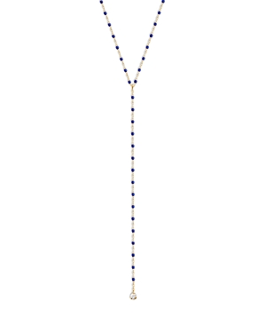 Gigi Clozeau 18k Yellow Gold Mini Gigi Diamond Resin Bead Y Necklace, 19.3-19.7 In Lapis/gold