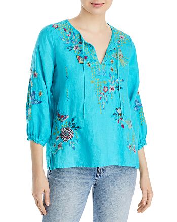 Johnny Was Mariposa Easy Linen Blouse | Bloomingdale's