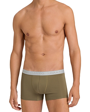 Hanro Essentials Cotton Stretch Boxer Briefs, Pack Of 2 In Dusty Green/deep Onyx