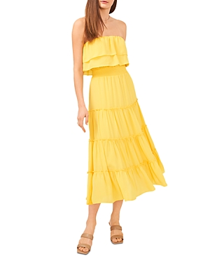 1.STATE STRAPLESS RUFFLE TIERED DRESS