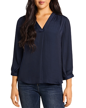 Shop Vince Camuto V Neck Blouse In Classic Navy
