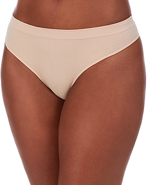 Shop On Gossamer Cabana Cotton Blend Seamless Thong In Champagne