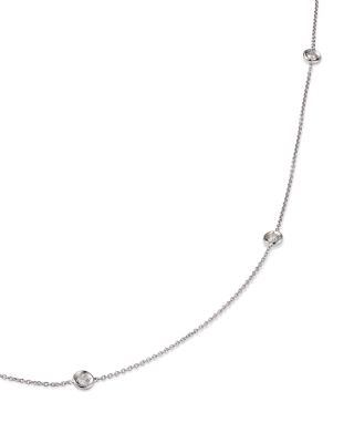 18K Gold Diamond Station Necklace, 18"