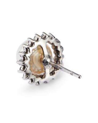 Cultured Akoya Pearl Stud Earrings with Diamonds in 14K White Gold, 6.5mm&nbsp;- Exclusive