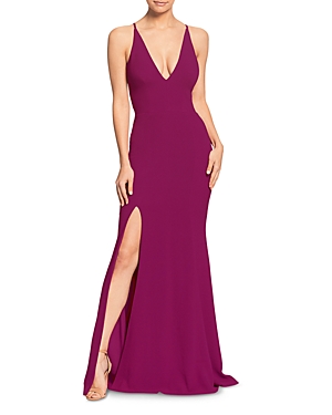 DRESS THE POPULATION IRIS PLUNGING CREPE GOWN