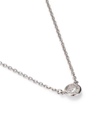  Diamond Bezel Set Pendant Necklace in 14K White Gold, .15 tcw 