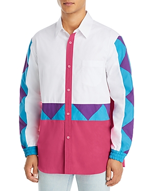 FUMITO GANRYU WOVEN COLOR BLOCKED BUTTON FRONT SHIRT