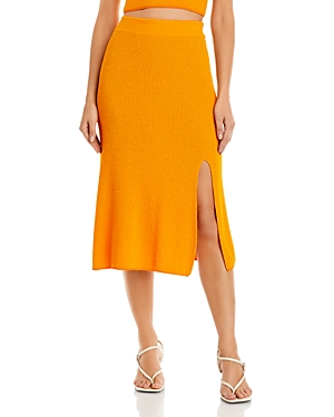 Rag & Bone Soleil Ribbed Cotton-blend Knitted Midi Skirt In Deep Yello