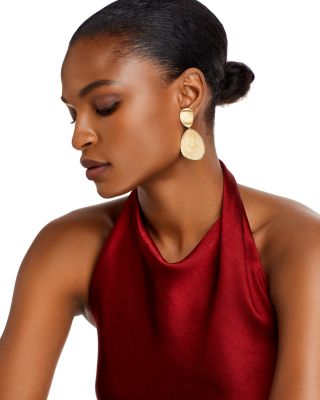 18K Yellow Gold Lunaria Two Drop Earrings