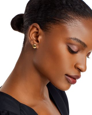 14K Yellow Gold Disk Stud Earrings 