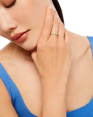 14K Yellow Gold Evil Eye Blue Sapphire & Diamond Ring