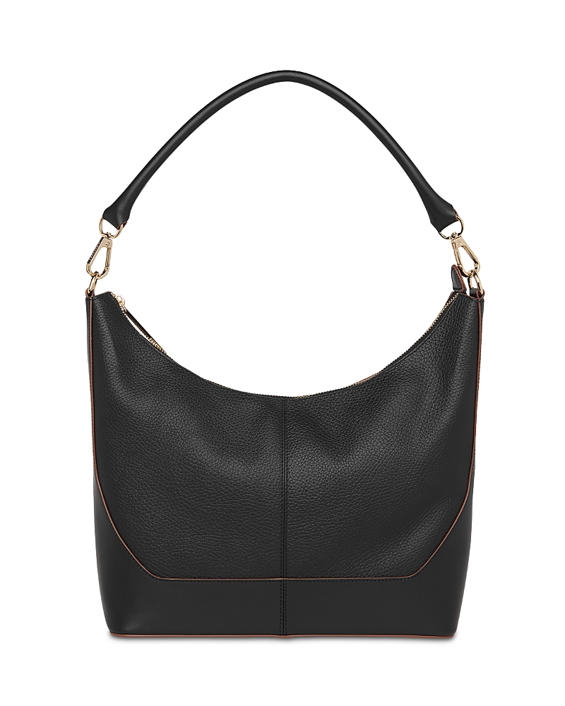 Whistles Baye Contrast Trim Leather Shoulder Bag In Black