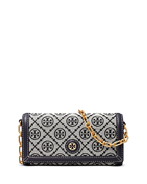 Tory Burch T Monogram Jacquard Wallet Crossbody In Tory Navy/rolled ...
