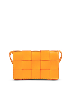 Bottega Veneta The Cassette Intrecciato Crossbody Bag In Tangerine