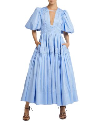 green emerald velvet dress Rent Fallingwater Gathered Midi Dress Green by Aje
