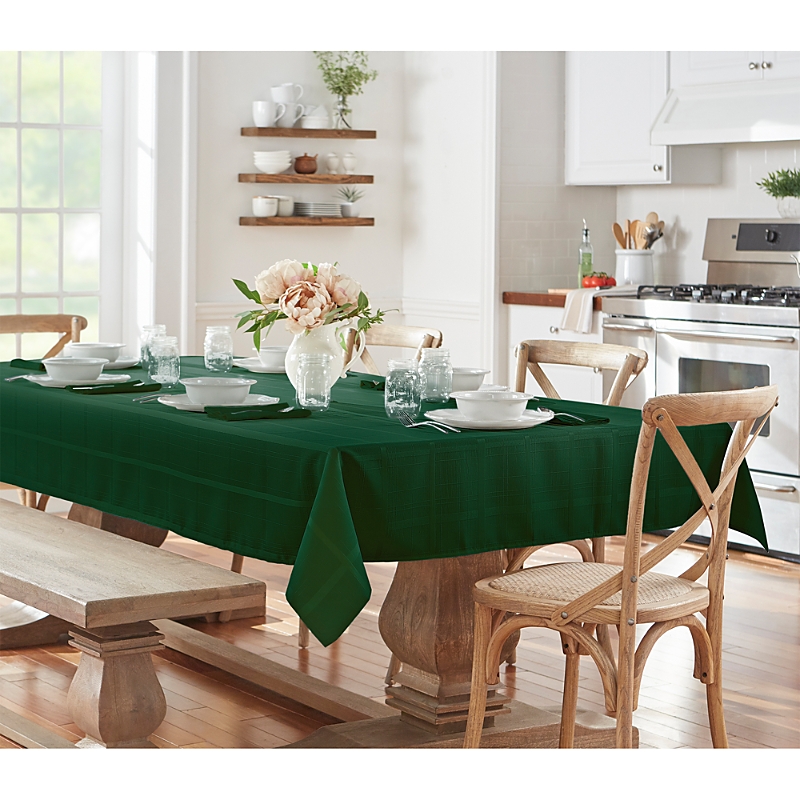 Villeroy & Boch Elrene Elegance Plaid Jacquard Oblong Tablecloth, 52 X 70 In Holly Green
