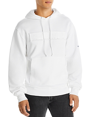 Helmut Lang Trapunto Cotton Logo Patch Hoodie In Royal Blue Multi