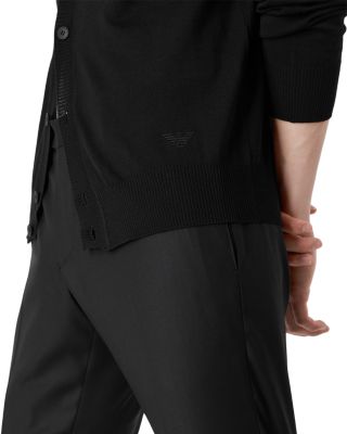 Wool Solid Slim Fit V Neck Cardigan 