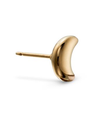 14K Yellow Gold Crescent Moon Stud Earrings 