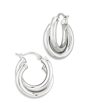 Photos - Earrings Bloomingdale's Medium Double Tube Hoop  in Sterling Silver - 100 E