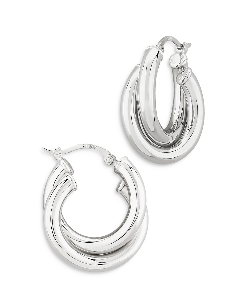 Bloomingdale's Medium Double Tube Hoop Earrings In Sterling Silver - Exclusive In Silver