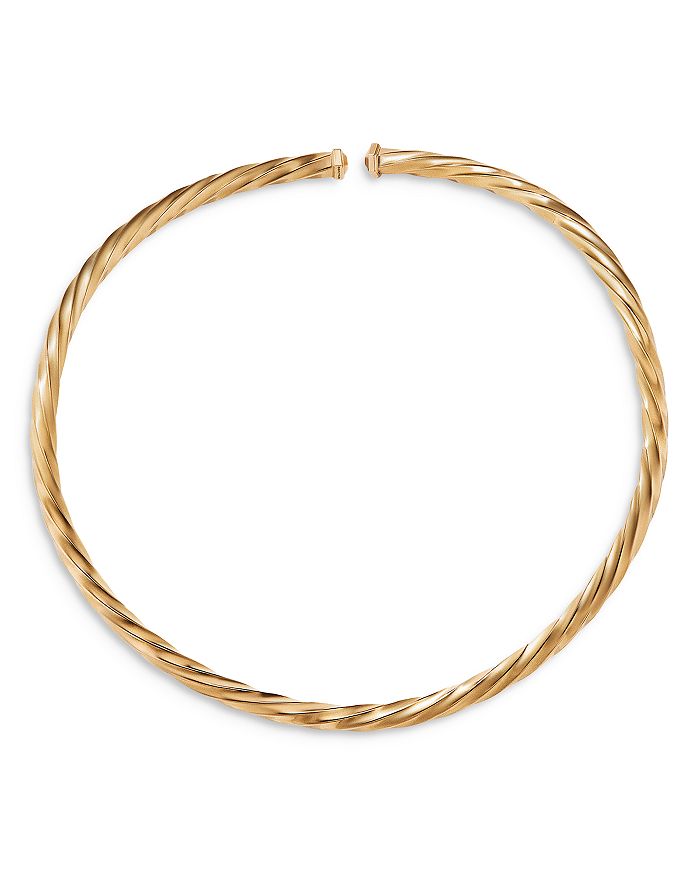David Yurman - Cable Edge Collar Necklace in Recycled 18K Yellow Gold, 14"
