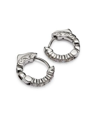 Diamond Huggie Hoop Earrings in 14K White Gold, 0.50 tcw 