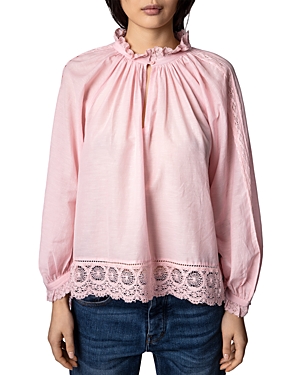 ZADIG & VOLTAIRE THERESA LACE TRIM BLOUSE