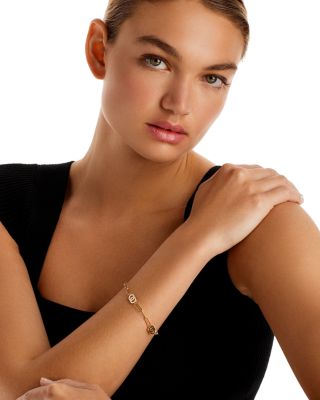 18K Yellow Gold Double O Paperclip Link Bracelet with Diamonds - 150th Anniversary Exclusive