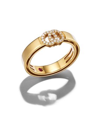 Roberto Coin 18K Yellow Gold Double O Diamond Ring - 150th