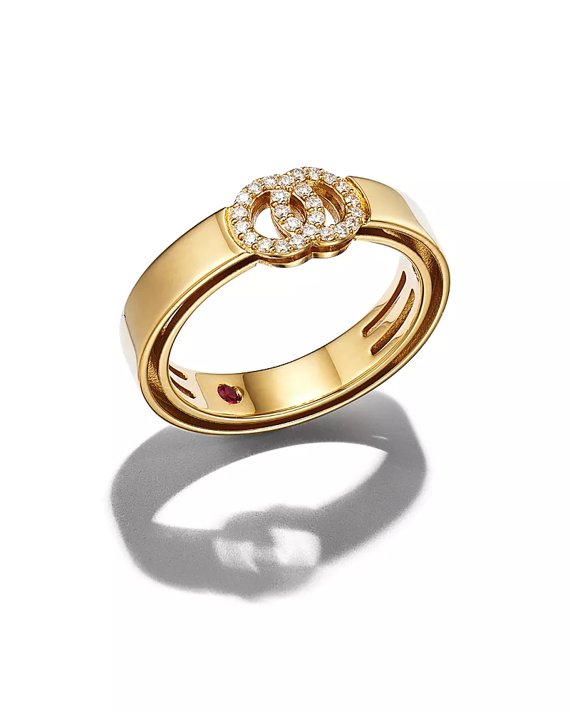 Roberto Coin 18K Yellow Gold Double O Diamond Ring - 150th Anniversary Exclusive