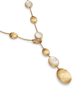 18K Yellow Gold Siviglia Mother Of Pearl & Diamond Lariat Necklace, 16.5-18.5" - 150th Anniversary Exclusive