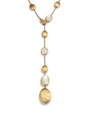 18K Yellow Gold Siviglia Mother Of Pearl & Diamond Lariat Necklace, 16.5-18.5" - 150th Anniversary Exclusive