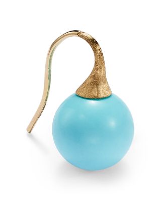 18K Yellow Gold Africa Boule Boule Turquoise Drop Earrings