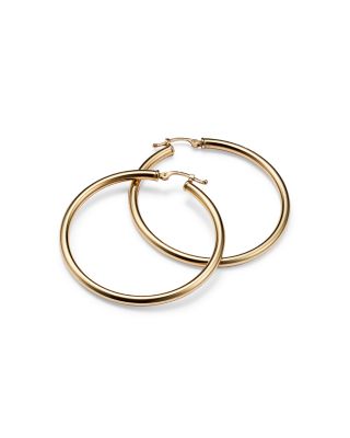 14K Yellow Gold Tube Hoop Earrings 